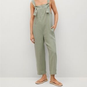 NWT Mango 100% Linen Pistachio Jumpsuit